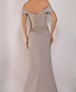 Janique - 5021 Shimmer Off Shoulder Metallic Mermaid Gown