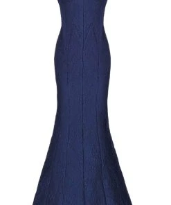 Janique - 66721 Ruched Cap Sleeve Jacquard Mermaid Gown