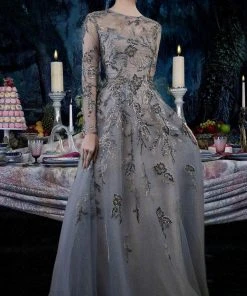 Janique 81122 - Long Sleeve Jewel Neck Evening Dress