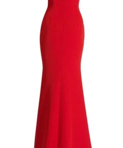 Janique - C1870 Ruffled Off-Shoulder Sheath Dress In Red 13 Janique - C1870 Ruffled Off-Shoulder Sheath Dress In Red