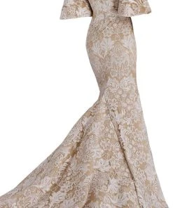 Janique - JA3013 Ornate Off Shoulder Butterfly Sleeve Mermaid Gown