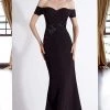 Janique - JA3026 Off-Shoulder Crepe Evening Dress In Black 1 Janique - JA3026 Off-Shoulder Crepe Evening Dress In Black