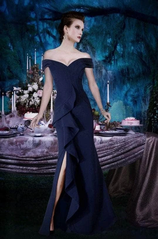 Janique - K6876 Off Shoulder Ruffle Slit Trumpet Gown 3 Janique - K6876 Off Shoulder Ruffle Slit Trumpet Gown