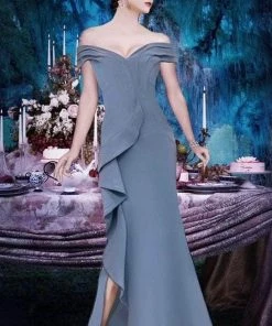 Janique - K6876 Off Shoulder Ruffle Slit Trumpet Gown 9 Janique - K6876 Off Shoulder Ruffle Slit Trumpet Gown