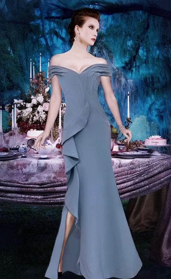 Janique - K6876 Off Shoulder Ruffle Slit Trumpet Gown 6 Janique - K6876 Off Shoulder Ruffle Slit Trumpet Gown