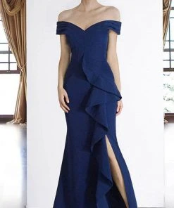 Janique - K6876 Off Shoulder Ruffle Slit Trumpet Gown 7 Janique - K6876 Off Shoulder Ruffle Slit Trumpet Gown