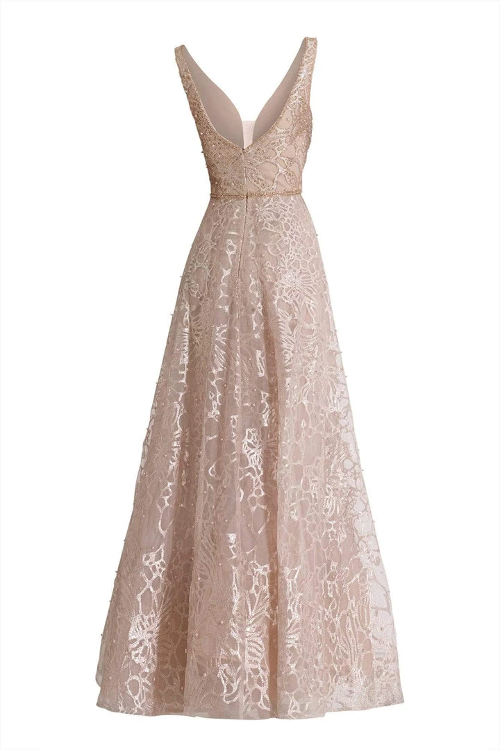 Janique - W2309 Beaded Lace A-Line Evening Gown 6 Janique - W2309 Beaded Lace A-Line Evening Gown