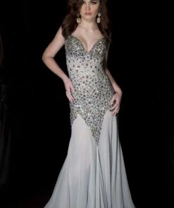 Jasz Couture - 4614 Dress In Silver