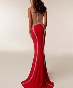 Jasz Couture - 6208 High Halter Contoured Jewel-Trimmed Panel Gown 5 Jasz Couture - 6208 High Halter Contoured Jewel-Trimmed Panel Gown