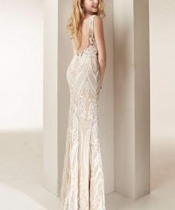 Jasz Couture - 6235 Illusion Bateau Intricate Sequined Sheath Gown 5 Jasz Couture - 6235 Illusion Bateau Intricate Sequined Sheath Gown