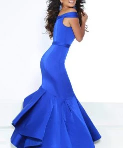 Jasz Couture - 6408 Off Shoulder Tiered Ruffle Mermaid Gown