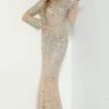 Jasz Couture - 6455 Bateau Long Sleeves Embellished Sheath Dress 2 Jasz Couture - 6455 Bateau Long Sleeves Embellished Sheath Dress