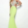 Jasz Couture - 7032 Embellished Deep V-neck Trumpet Dress