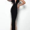 Jasz Couture - 7078 Plunging Beaded Jersey Sheath Gown