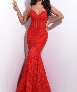 Jasz Couture - 7222 Appliqued Corset Bodice Mermaid Dress
