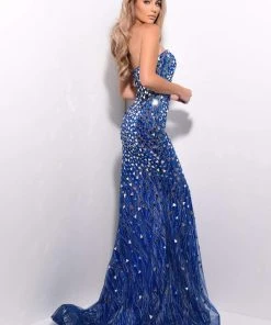 Jasz Couture - 7242 Strapless Geometric Glass Ornate Gown 7 Jasz Couture - 7242 Strapless Geometric Glass Ornate Gown