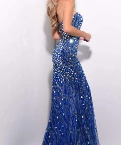 Jasz Couture - 7242 Strapless Geometric Glass Ornate Gown 9 Jasz Couture - 7242 Strapless Geometric Glass Ornate Gown