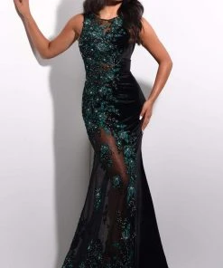 Jasz Couture - 7261 Illusion Beaded Paneled Mermaid Dress