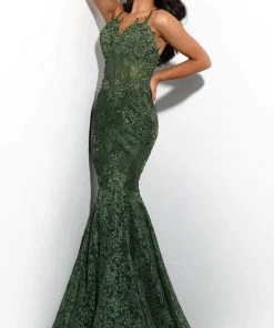 Jasz Couture - 7306 Embellished Sleeveless V-Neck Trumpet Dress