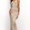 Jasz Couture - 7308 Embellished Spaghetti Strap Sheath Dress
