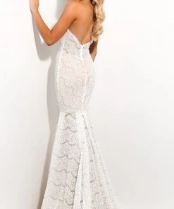 Jasz Couture - 7326 Embroidered Strapless Sweetheart Trumpet Dress