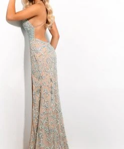 Jasz Couture - 7329 Sparkly Spaghetti Strap V-Neck Empire Dress