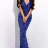 Jasz Couture - 7378 Sparkly Sequin V-Neck Trumpet Dress