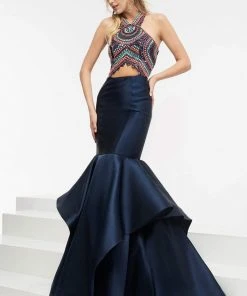 Jasz Couture - Beaded Halter Mermaid Evening Gown 5934