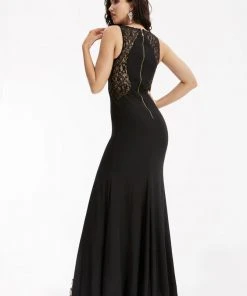 Jasz Couture - Laced Sleeveless Jersey Gown 5918 8 Jasz Couture - Laced Sleeveless Jersey Gown 5918