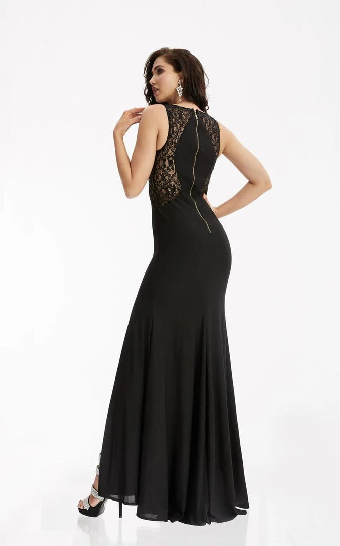 Jasz Couture - Laced Sleeveless Jersey Gown 5918 5 Jasz Couture - Laced Sleeveless Jersey Gown 5918