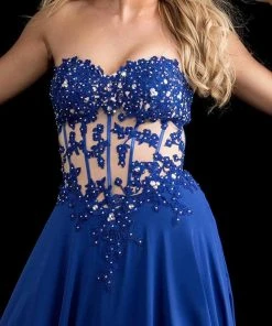 Jasz Couture - Strapless Lace Applique Gown 5813 8 Jasz Couture - Strapless Lace Applique Gown 5813