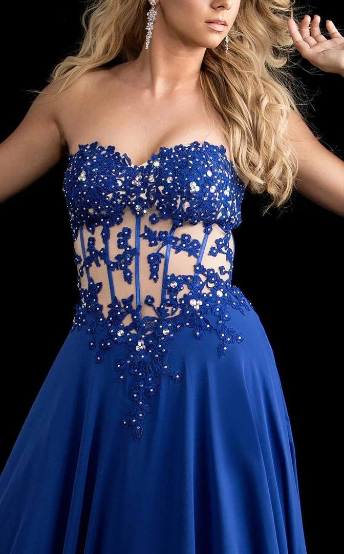 Jasz Couture - Strapless Lace Applique Gown 5813 5 Jasz Couture - Strapless Lace Applique Gown 5813