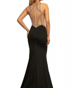 Johnathan Kayne - 2023 Jewel Studded Illusion Paneled High Slit Gown