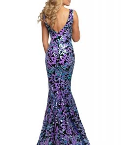 Johnathan Kayne - 2106 Sleeveless V Neck Sequin Velvet Mermaid Gown 15 Johnathan Kayne - 2106 Sleeveless V Neck Sequin Velvet Mermaid Gown