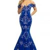 Johnathan Kayne - 2176 Crystal Embellished Off Shoulder Long Dress