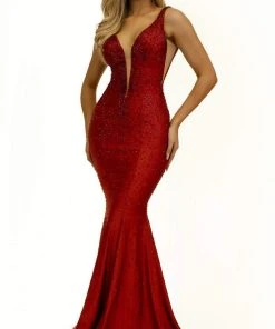 Johnathan Kayne - 2305 V-Neck Trumpet Evening Dress