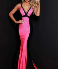 Johnathan Kayne - 2408 Beaded Black Panels Mermaid Gown