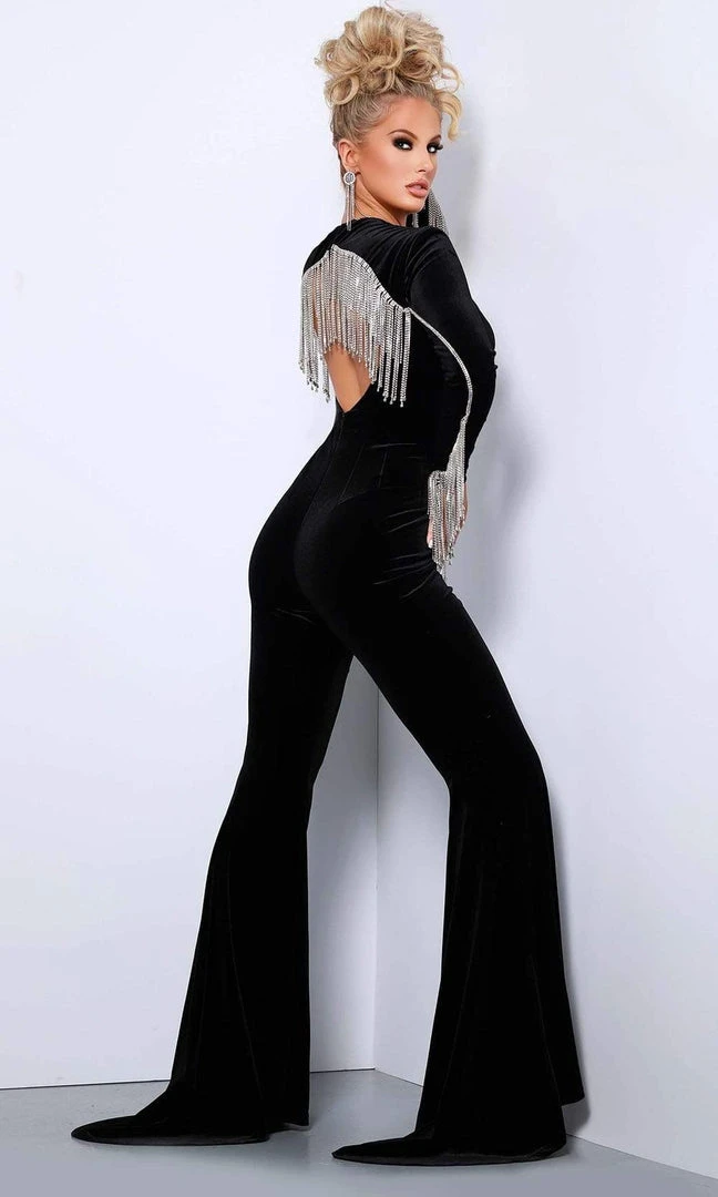 Johnathan Kayne - 2419 Long Sleeve Velvet Sweetheart Jumpsuit 4 Johnathan Kayne - 2419 Long Sleeve Velvet Sweetheart Jumpsuit