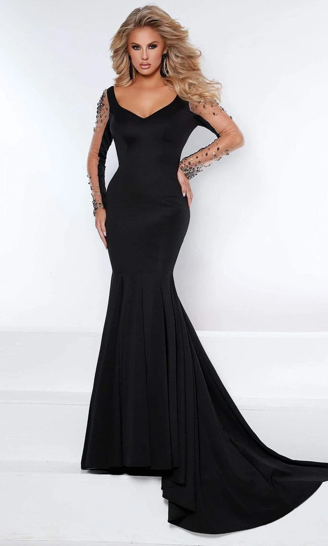 Johnathan Kayne - 2441 Sheer Long Sleeve Gown 3 Johnathan Kayne - 2441 Sheer Long Sleeve Gown