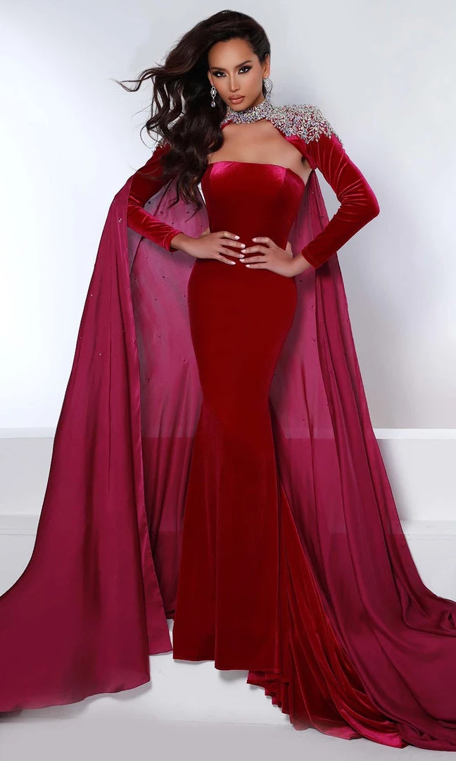 Johnathan Kayne - 2453 Straight Across Mermaid Long Sleeve Gown 6 Johnathan Kayne - 2453 Straight Across Mermaid Long Sleeve Gown