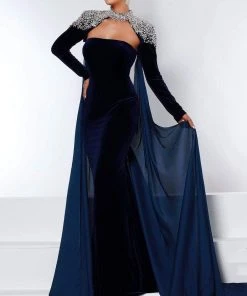 Johnathan Kayne - 2453 Straight Across Mermaid Long Sleeve Gown 8 Johnathan Kayne - 2453 Straight Across Mermaid Long Sleeve Gown