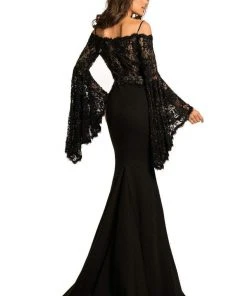 Johnathan Kayne - 7244 Bell Sleeve Off-Shoulder Lace Gown