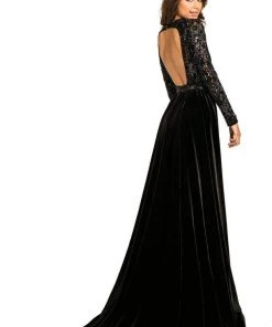 Johnathan Kayne - 8013 Embellished Lace Velvet Gown 14 Johnathan Kayne - 8013 Embellished Lace Velvet Gown