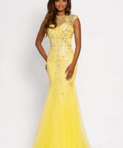 Johnathan Kayne - 9039 Jeweled Cap Sleeve Illusion Gown