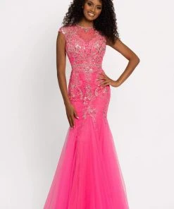 Johnathan Kayne - 9039 Jeweled Cap Sleeve Illusion Gown