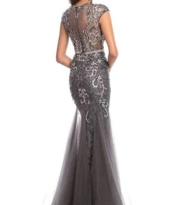 Johnathan Kayne - 9039 Jeweled Cap Sleeve Illusion Gown
