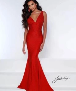 Johnathan Kayne - 9213 Crystal Studded Empire Waist Fitted Mermaid Gown