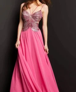Jovani 000297 - Butterfly Motif Chiffon Prom Dress