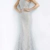 Jovani - 00353 One Shoulder Stretch Metallic Lace Trumpet Dress 2 Jovani - 00353 One Shoulder Stretch Metallic Lace Trumpet Dress