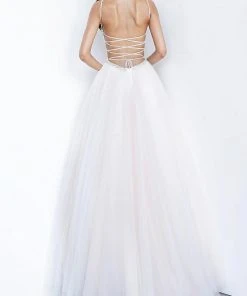 Jovani - 00580 Beaded Deep V-neck Ballgown